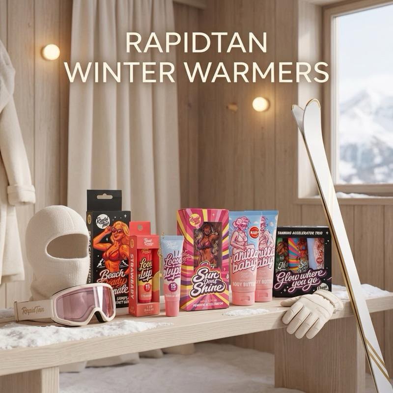 RapidTan Winter Warmers Bundle - 1x 200ml Tanning Cream, 2x SPF 15 Loose Lips, Glow Where You Go Trio, Beach Ready Bundle, Body Butter & Exfoliating Shower Gel
