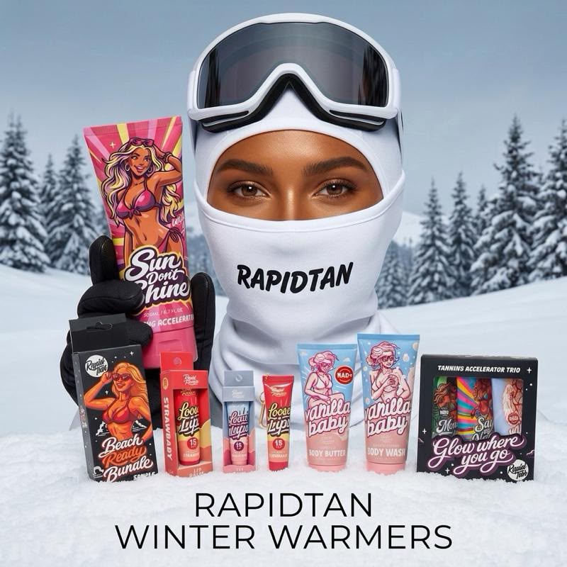 RapidTan Winter Warmers Bundle - 1x 200ml Tanning Cream, 2x SPF 15 Loose Lips, Glow Where You Go Trio, Beach Ready Bundle, Body Butter & Exfoliating Shower Gel