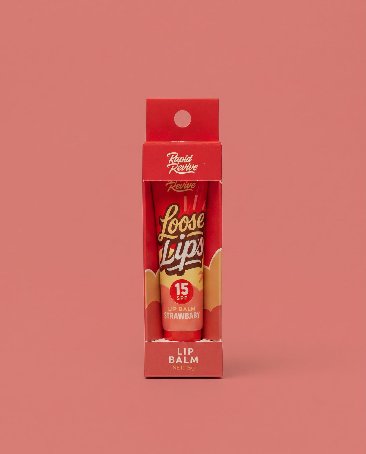 Loose Lips SPF15 Lip Balm Strawbaby, new packaging (box)